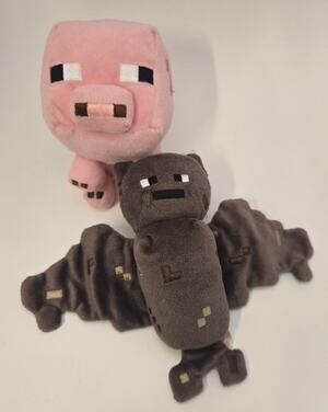 Minecraft Plush Characters Bat and Pig Doll Bean Bag Stuffed Toy Figure Mojang